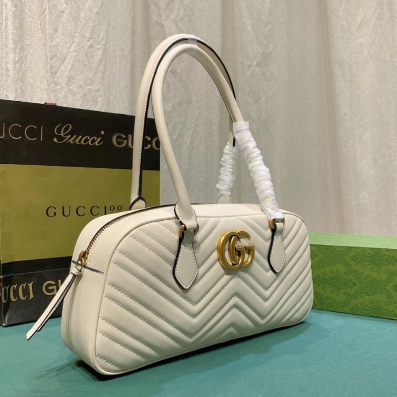 Gg Marmont Medium Top Handle Bag White