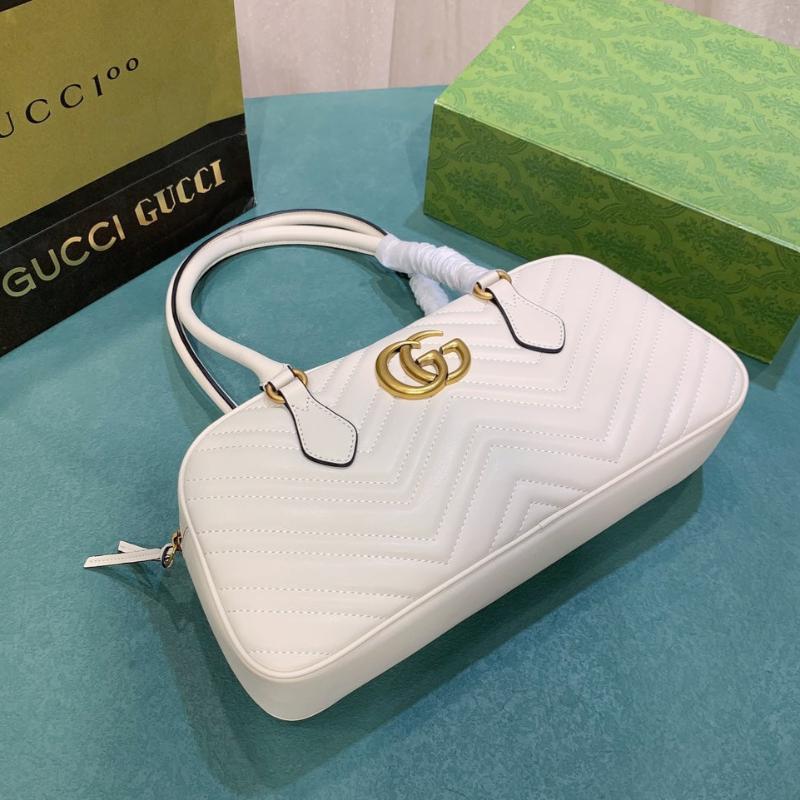 Gg Marmont Medium Top Handle Bag White