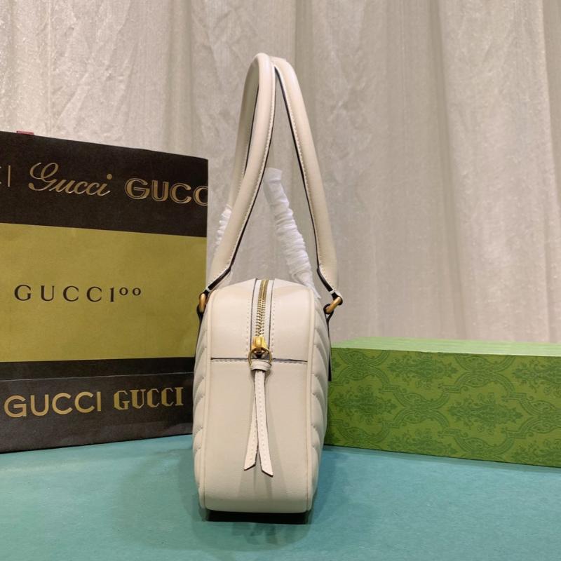 Gg Marmont Medium Top Handle Bag White