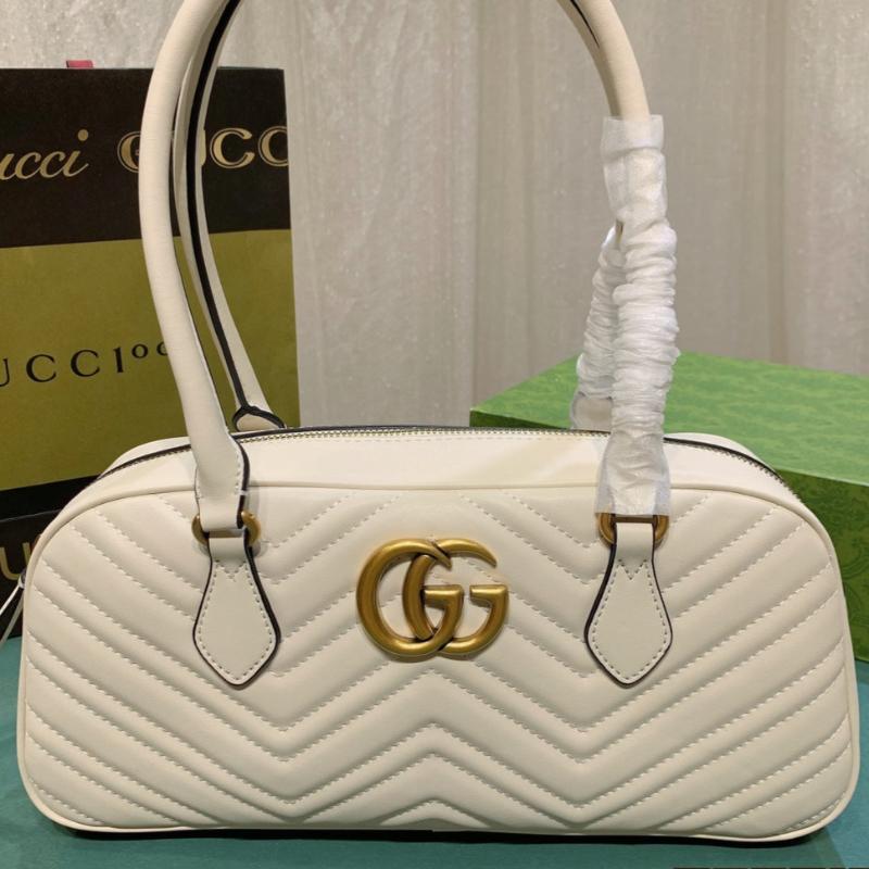 Gg Marmont Medium Top Handle Bag White