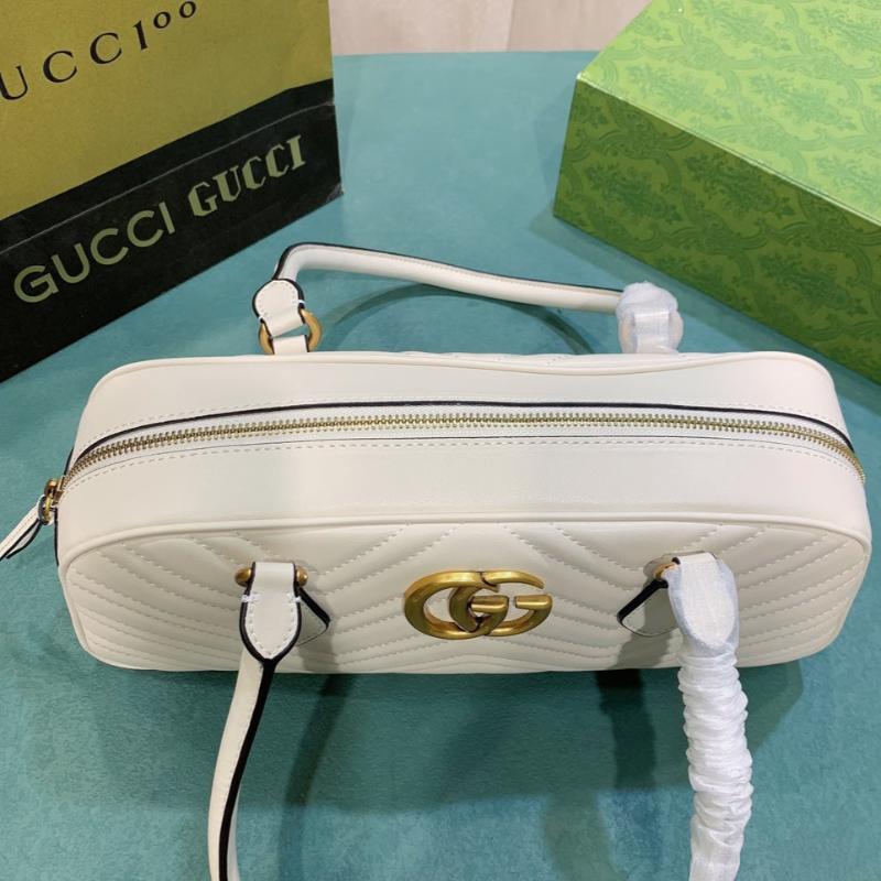 Gg Marmont Medium Top Handle Bag White