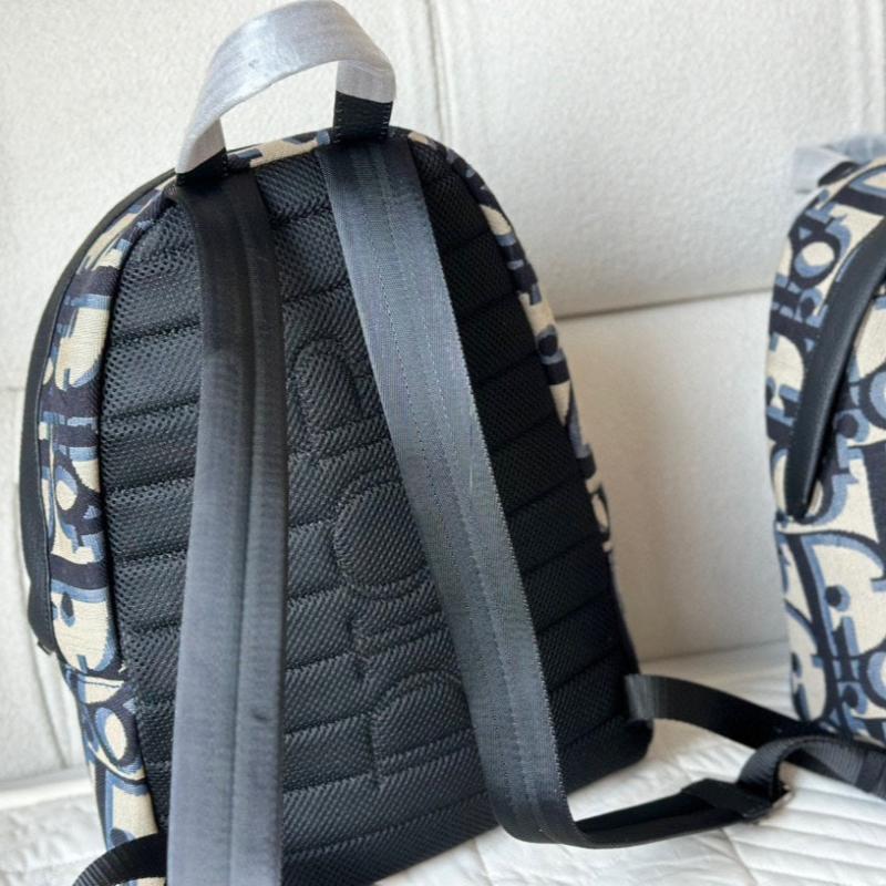 Rider Backpack Beige and Blue Maxi D Oblique Jacquard