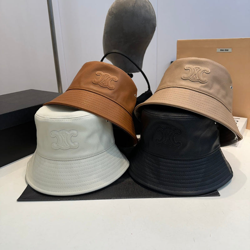 Triomphe Leather Bucket Hat