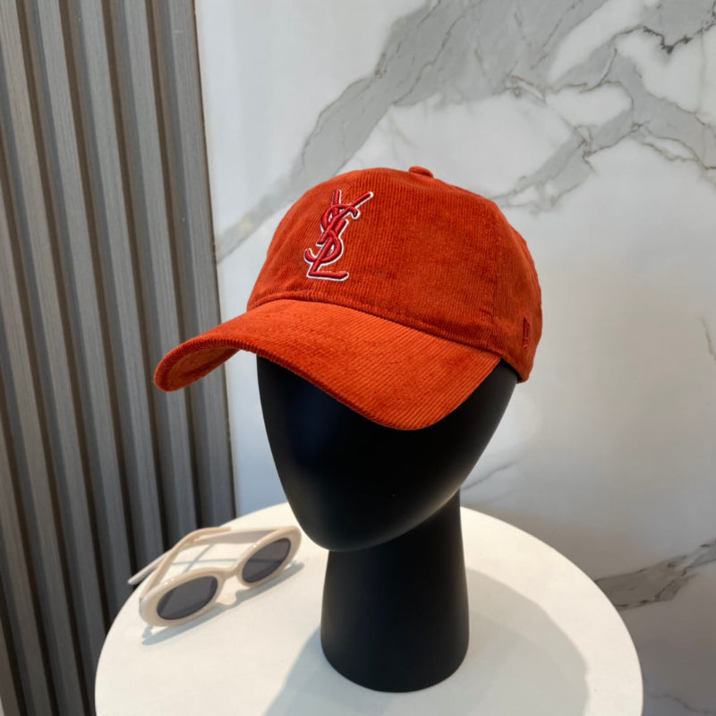 Letter Embroidered Corduroy Baseball Cap Orange