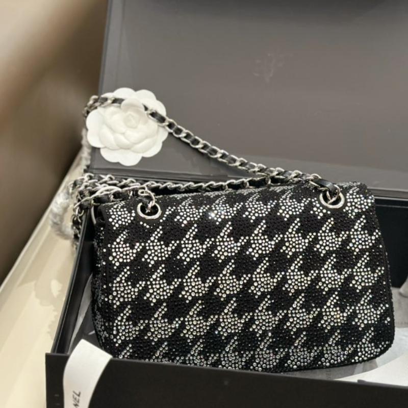 Small Flap Bag with rhinestones Black/White New