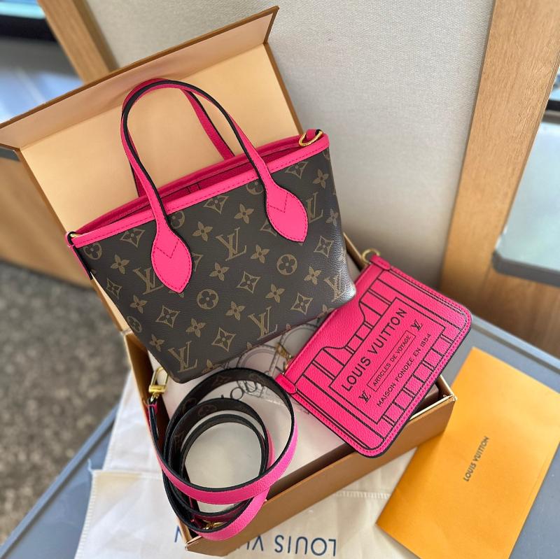 Mini Neverfull Inside Out BB Brown/Pink New