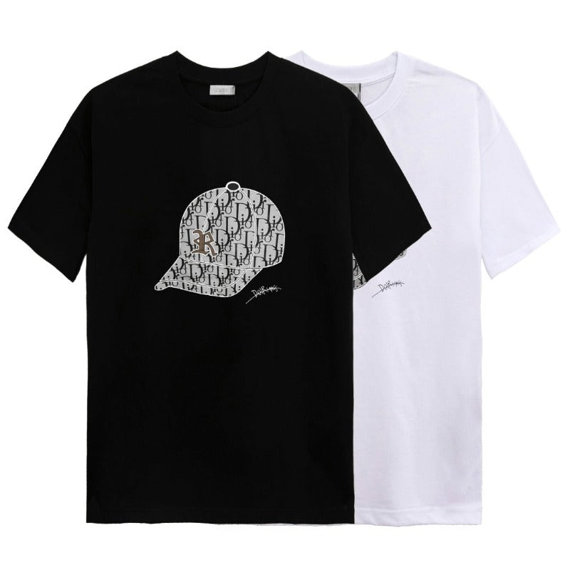 Hat Print  Cotton T-shirt Black