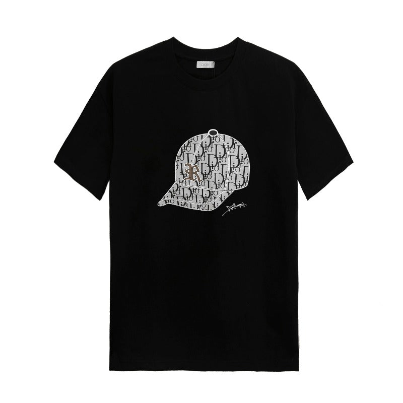 Hat Print  Cotton T-shirt Black