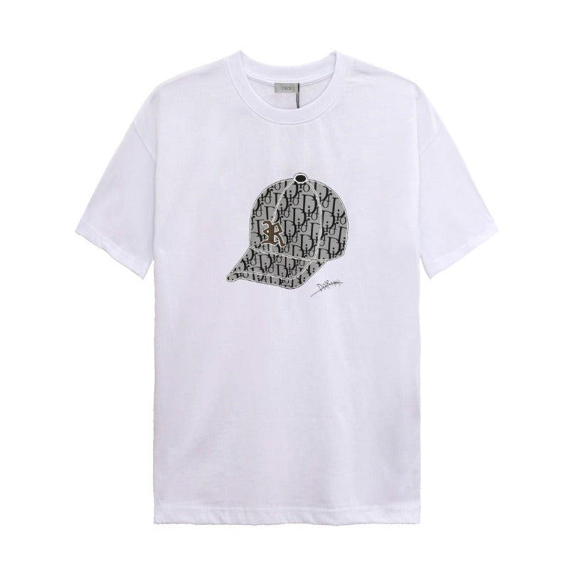 Hat Print Cotton T-shirt White